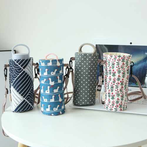 Túi vải đựng bình nước giữ nhiệt có dây đeo chéo, gọn nhẹ, năng động, bảo vệ môi trường | CV06