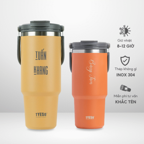 Ly Giữ Nhiệt Khắc Tên TYESO ROAM Kèm Quai Xách, Ống Hút