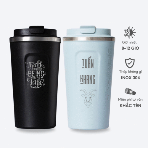 Ly giữ nhiệt CoffeeHolic Inox 304 phong cách châu Âu sang trọng, khắc tên theo yêu cầu