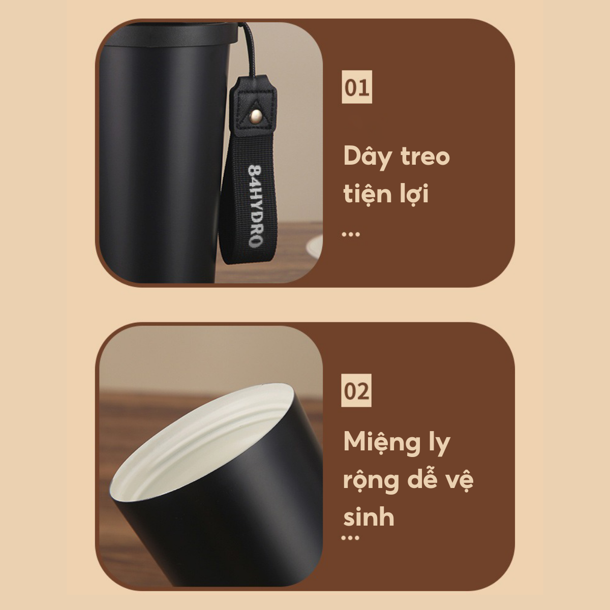 Ly giữ nhiệt cà phê 84C530C, dung tích 530ml, lõi tráng sứ - Ảnh 7