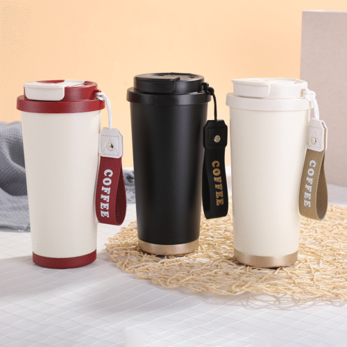 Ly giữ nhiệt tráng sứ cà phê Summer, dung tích 530ml, kèm ống hút và khắc tên