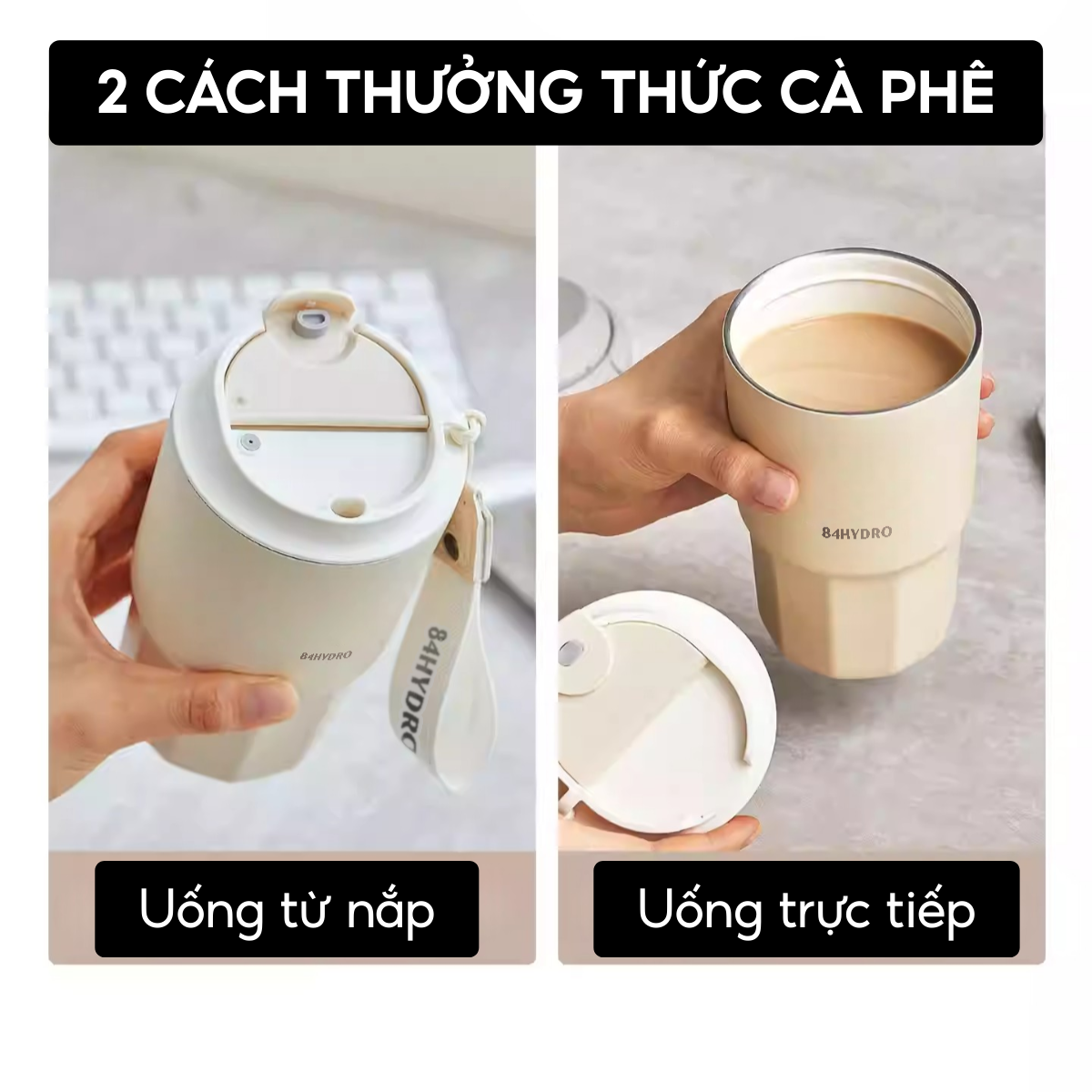 Ly giữ nhiệt cà phê lõi tráng sứ 84C450C, dung tích 450ml - Ảnh 5