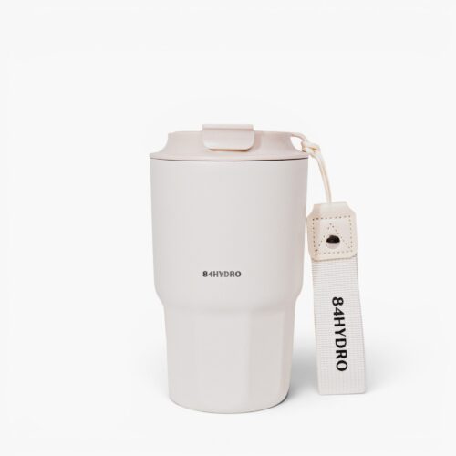 Ly giữ nhiệt cà phê 84C450C, lõi inox 316, tráng sứ, dung tích 450ml - Trắng Kem