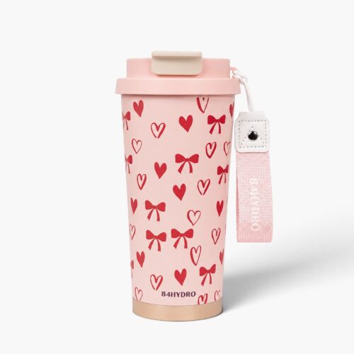 Ly giữ nhiệt cà phê 84C530C, dung tích 530ml, lõi tráng sứ - Pink Heart
