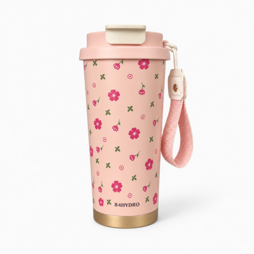 Ly giữ nhiệt cà phê 84C530C, dung tích 530ml, lõi tráng sứ - Pink Floral